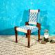 Sinhasan Solid Wood Charpai Chair Blue and White